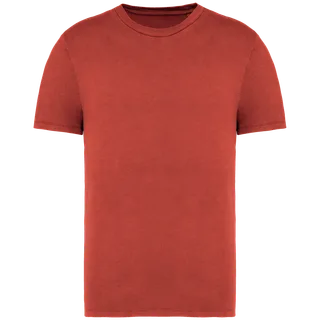 Native Spirit Eco-friendly unisex washed effect t-shirt in Washed Paprika, voorkant