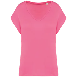 Native Spirit Ecologisch baggy dames T-shirt V-hals in Candy Rose, voorkant