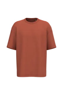 Native Spirit Eco-friendly unisex oversize French Terry t-shirt in Burnt Brick, voorkant