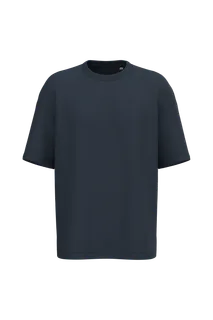 Native Spirit Eco-friendly unisex oversize French Terry t-shirt in Navy Blue, voorkant
