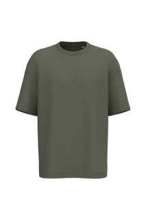 Native Spirit Eco-friendly unisex oversize French Terry t-shirt in Organic Khaki, voorkant