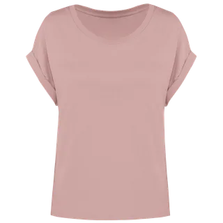 Native Spirit Ecologisch dames t-shirt met mouwen met omslag in Petal Rose, voorkant