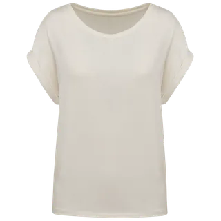 Native Spirit Ecologisch dames t-shirt met mouwen met omslag in Ivory, voorkant