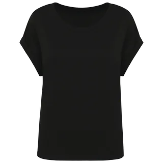 Native Spirit Ecologisch dames t-shirt met mouwen met omslag in Black, voorkant