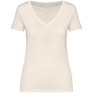 Native Spirit Ecologisch dames T-shirt met V-hals in Ivory, voorkant