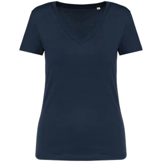 Native Spirit Ecologisch dames T-shirt met V-hals in Navy Blue, voorkant