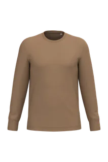 Native Spirit Ecologisch uniseks T-shirt met lange mouwen in Dark camel, voorkant