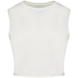 Native Spirit Ecologisch cropped mouwloos dames-T-shirt in Washed Ivory, voorkant