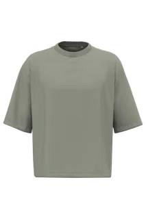 Native Spirit Eco-friendly men's boxy dropped shoulders t-shirt in Almond Green, voorkant