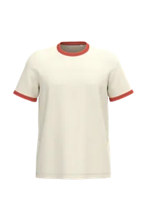 Native Spirit Eco-friendly men's ringer t-shirt with washed effect binding in Ivory / Washed Paprika, voorkant