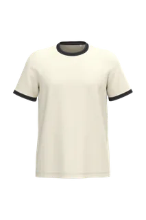 Native Spirit Eco-friendly men's ringer t-shirt with washed effect binding in Ivory / Washed black, voorkant