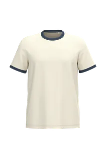 Native Spirit Eco-friendly men's ringer t-shirt with washed effect binding in Ivory / Washed Navy Blue, voorkant