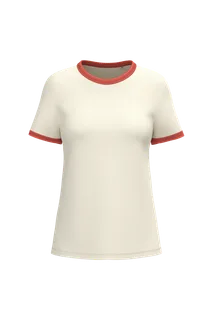 Native Spirit Eco-friendly ladies' ringer t-shirt with washed effect binding in Ivory / Washed Paprika, voorkant