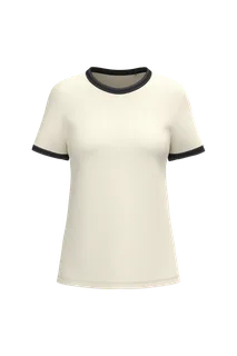 Native Spirit Eco-friendly ladies' ringer t-shirt with washed effect binding in Ivory / Washed black, voorkant