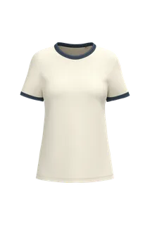 Native Spirit Eco-friendly ladies' ringer t-shirt with washed effect binding in Ivory / Washed Navy Blue, voorkant