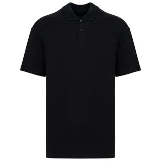 Native Spirit Ecologische herenpolo van piquétricot met afhangende schouders in Black, voorkant
