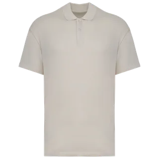 Native Spirit Ecologische herenpolo van piquétricot met afhangende schouders in Ivory, voorkant