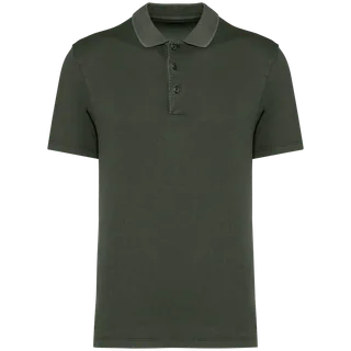 Native Spirit Ecologische verwassen herenpolo van jersey in Washed Organic Khaki, voorkant