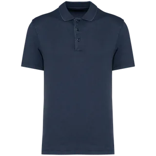 Native Spirit Ecologische verwassen herenpolo van jersey in Washed Navy Blue, voorkant