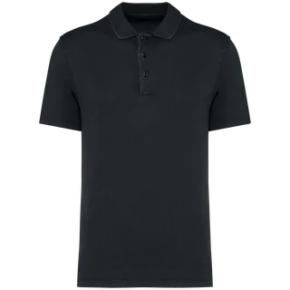 Native Spirit Ecologische verwassen herenpolo van jersey in Washed Coal Grey, voorkant