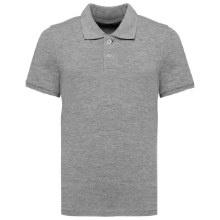 Native Spirit Ecologische kinderpolo van piquétricot in Moon Grey Heather, voorkant