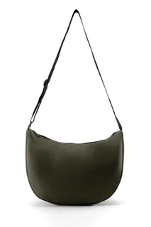 Native Spirit Duurzame halvemaan crossbodytas. in Organic Khaki / Black, voorkant