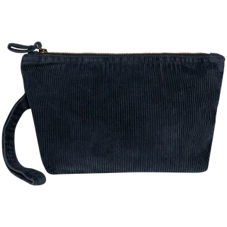 Native Spirit Ecologisch verwassen tasje van ribfluweel in Washed Navy Blue, voorkant