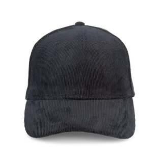 Native Spirit Eco-friendly unisex corduroy cap 6 panels in Black, voorkant