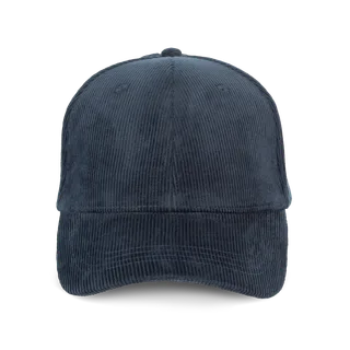 Native Spirit Eco-friendly unisex corduroy cap 6 panels in Navy Blue, voorkant