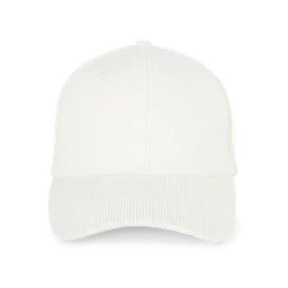 Native Spirit Eco-friendly unisex corduroy cap 6 panels in Ivory, voorkant