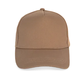 Native Spirit Eco-friendly unisex cap 5 panels in Dark camel, voorkant