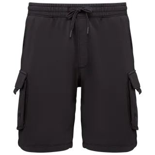 Native Spirit Duurzame verwassen herencargoshort van French Terry in Washed black, voorkant