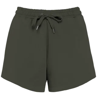 Native Spirit Eco-friendly ladies’ French Terry shorts in Washed Organic Khaki, voorkant