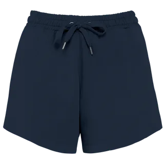 Native Spirit Eco-friendly ladies’ French Terry shorts in Washed Navy Blue, voorkant