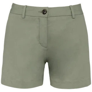 Native Spirit Eco-friendly ladies’ chino bermuda shorts in Almond Green, voorkant