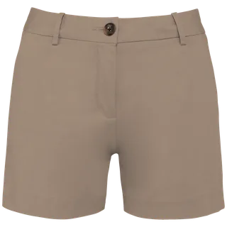 Native Spirit Eco-friendly ladies’ chino bermuda shorts in Wet Sand, voorkant