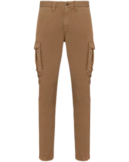 Native Spirit Ecologische verwassen cargobroek heren in Washed Dark Camel, voorkant
