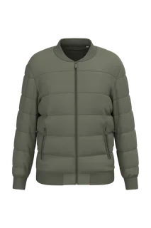 Native Spirit Eco-friendly unisex teddy collar padded jacket in Organic Khaki, voorkant