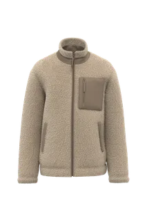 Native Spirit Eco-friendly unisex sherpa jacket in Wet Sand / Driftwood, voorkant