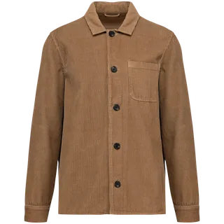 Native Spirit Eco-friendly men’s washed effect corduroy jacket in Washed Dark Camel, voorkant
