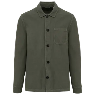 Native Spirit Eco-friendly men’s washed effect corduroy jacket in Washed Organic Khaki, voorkant