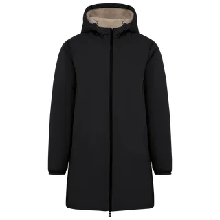 Native Spirit Eco-friendly unisex sherpa-lined waterproof jacket in Black, voorkant