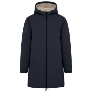 Native Spirit Eco-friendly unisex sherpa-lined waterproof jacket in Navy Blue, voorkant