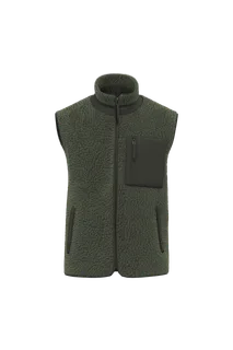 Native Spirit Ecologische uniseks bodywarmer van sherpa in Forest Khaki / Dark Forest Khaki, voorkant