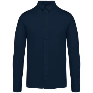 Native Spirit Ecologisch herenoverhemd van jersey in Navy Blue, voorkant