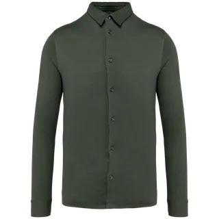 Native Spirit Ecologisch herenoverhemd van jersey in Organic Khaki, voorkant