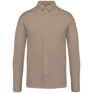 Native Spirit Ecologisch herenoverhemd van jersey in Wet Sand, voorkant