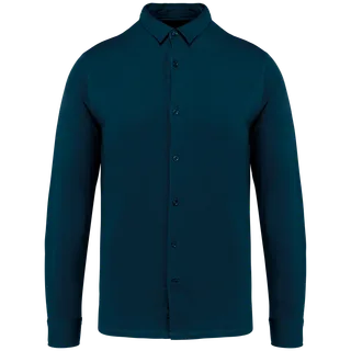 Native Spirit Ecologisch herenoverhemd van jersey in Peacock Blue, voorkant