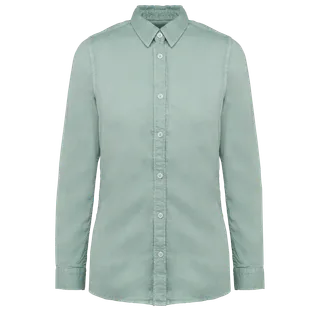 Native Spirit Eco-friendly ladies’ washed effect shirt in Washed Jade Green, voorkant