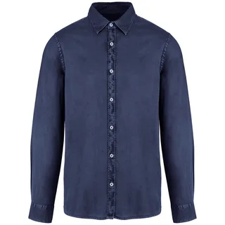 Native Spirit Eco-friendly men's washed effect shirt in Washed Navy, voorkant